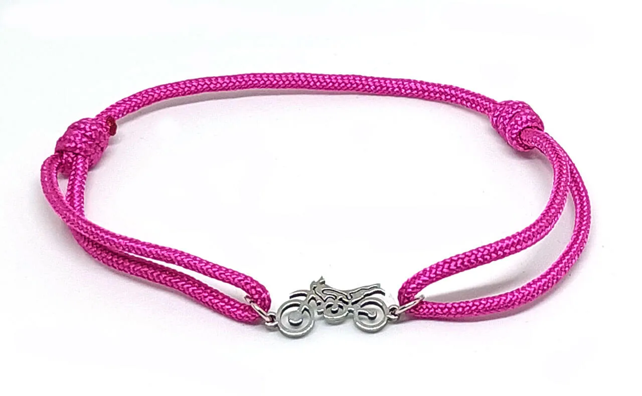 Rózsaszín micro-paracord karkötő motoros medállal 2 Rózsaszín micro-paracord karkötő motoros medállal